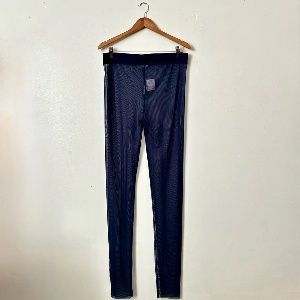 NEW Free People “Make It Happen Mesh Leggings” Dark Blue Size XL - Picture 7 of 9
